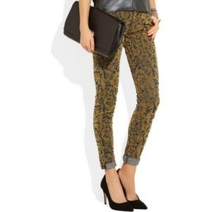 J Brand Velvet Gold Jaquard Baroque Jeans 24